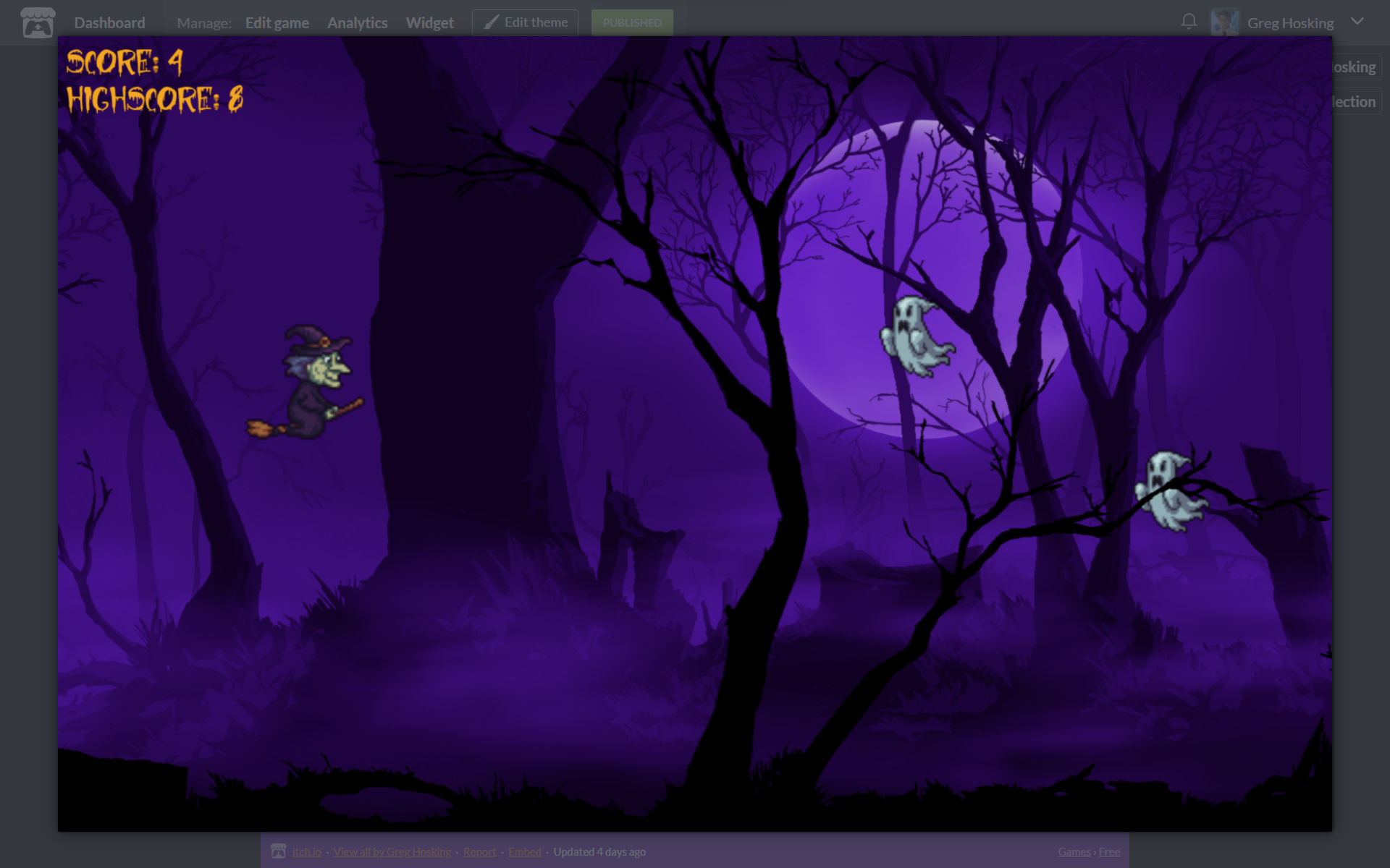 Screenshot of The Witching Hour game.